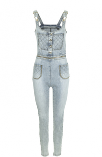 Джинсовый комбинезон с металлизированной отделкой Philipp Plein