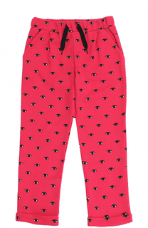 Спортивные брюки из хлопка с принтом и отворотами Kenzo
