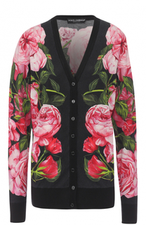 Удлиненный кашемировый кардиган с цветочным принтом Dolce &amp; Gabbana