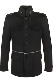 Однобортное пальто из смеси шерсти и кашемира с воротником-стойкой Alexander McQueen