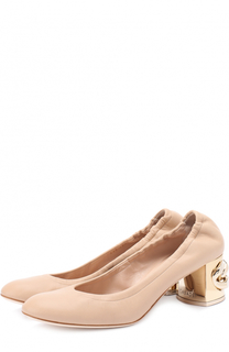 Кожаные туфли на каблуке с декором Casadei