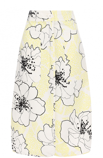 Хлопковая юбка-миди с цветочным принтом Marni