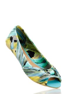 Балетки (синий/бирюзовый с принтом) Bonprix