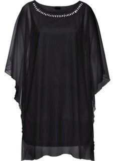 Платье с сеточкой и аппликациями из цепочек (черный) Bonprix