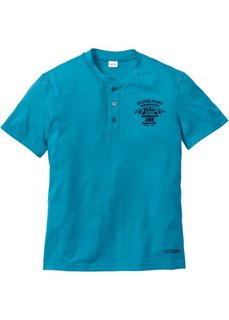 Футболка на пуговицах Regular Fit (темно-бирюзовый) Bonprix