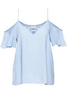 Блузка с вырезами на плечах (нежно-голубой/кремовый в полоску) Bonprix
