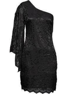 Кружевное платье на одно плечо (черный) Bonprix