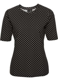 Футболка с принтом (черный/цвет белой шерсти в горошек) Bonprix