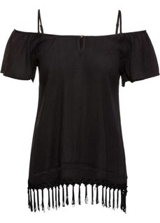 Блузка с вырезами на плечах (черный) Bonprix