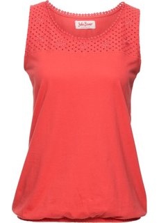 Топ с ажурным кружевом (омаровый) Bonprix