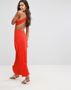 Платье макси из сжатой ткани с открытой спиной ASOS - Красный