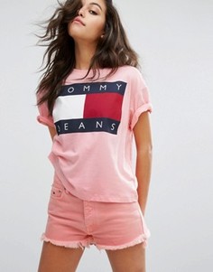 Футболка в стиле 90-х с логотипом Tommy Jeans - Розовый