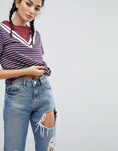 Футболка с кокеткой в полоску ASOS - Мульти