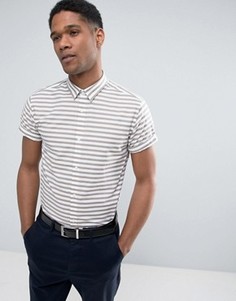 Облегающая рубашка в полоску с короткими рукавами Jack &amp; Jones - Светло-серый