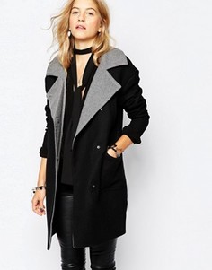 Пальто с контрастным воротником Vero Moda - Черный