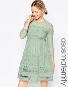 Короткое приталенное платье из кружева ASOS Maternity Premium - Зеленый