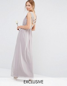 Платье макси с декоративной отделкой сзади TFNC WEDDING - Серый