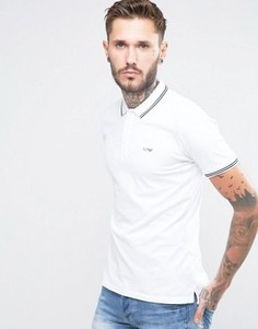 Белая эластичная узкая футболка-поло с окантовкой Armani Jeans - Белый