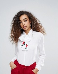 Блузка с бантом и вышивкой Unique 21 - Белый