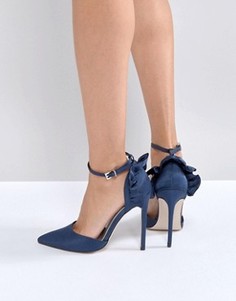 Туфли на высоком каблуке с острым носком и рюшами ASOS PALOMA - Темно-синий