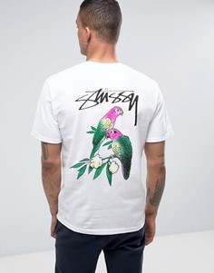 Футболка с принтом попугаев сзади Stussy - Белый