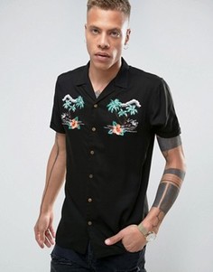 Рубашка классического кроя с вышивкой ASOS - Черный