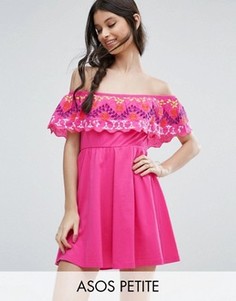Сарафан с открытыми плечами и вышивкой ASOS PETITE - Мульти