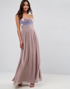 Платье макси в стиле колор блок со сборками ASOS WEDDING - Фиолетовый