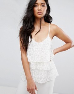 Ярусный кружевной топ на тонких бретельках Boohoo - Белый