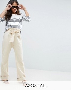 Широкие брюки с запахом ASOS TALL Karate - Бежевый
