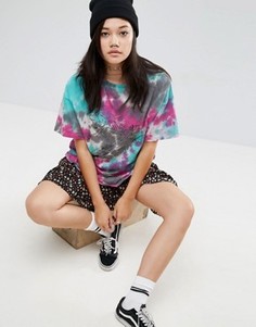 Свободная футболка с принтом тай-дай и рисунком скелета ASOS - Мульти