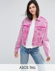 Выбеленная розовая джинсовая куртка ASOS TALL - Розовый