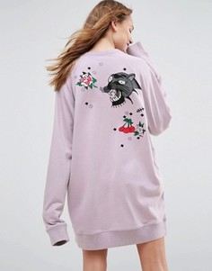 Трикотажное платье с вышивкой ASOS X LOT STOCK &amp; BARREL - Фиолетовый