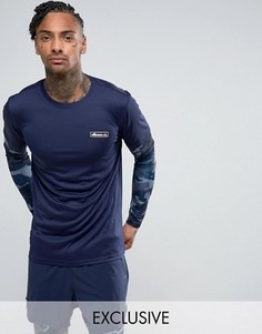 Спортивный лонгслив с многослойными рукавами ASOS - Темно-синий Ellesse