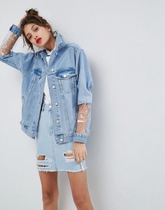 Джинсовая куртка с прозрачными вставками ASOS - Синий