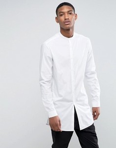 Длинная узкая рубашка с воротником на пуговице ASOS - Белый
