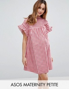 Свободное платье в красную клетку ASOS Maternity PETITE - Красный