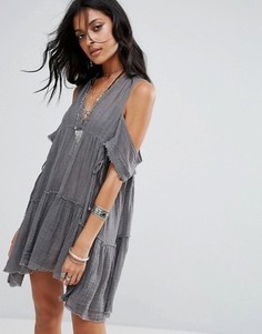 Платье с открытыми плечами Free People Gauze Indus - Серый