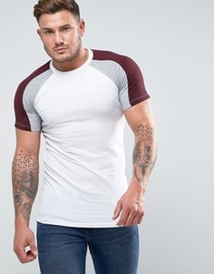 Обтягивающая футболка с контрастными рукавами реглан ASOS - Белый