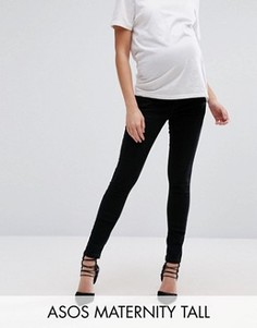 Черные джинсы скинни с завышенной талией ASOS Maternity TALL - Черный