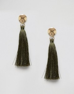 Серьги-подвески ограниченной серии с дисками и кисточками - Зеленый Asos