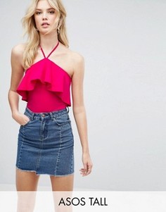 Боди с бретелью-петлей и оборкой ASOS TALL - Розовый