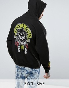 Черный худи свободного кроя с принтом Guns N Roses Reclaimed Vintage Inspired - Черный