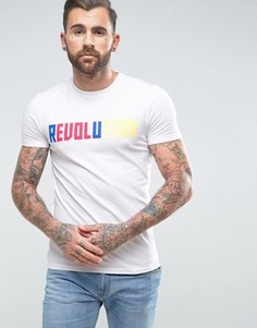 Обтягивающая футболка с принтом Revolution ASOS - Белый