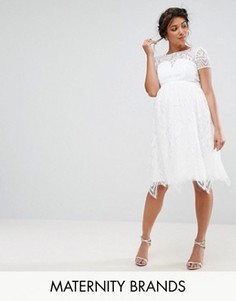 Кружевное платье миди Chi Chi London Maternity - Белый