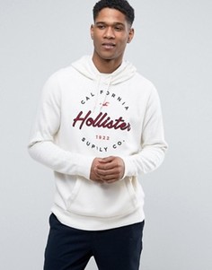 Белый худи классического кроя с принтом логотипа Hollister - Белый