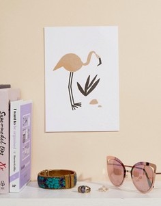 Художественная репродукция на стену формата A5 с изображением фламинго Ohh Deer - Мульти