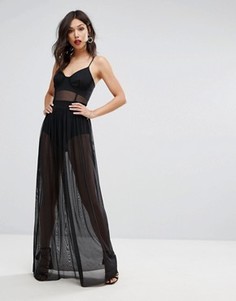 Двухслойное платье макси Boohoo - Черный