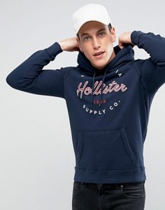 Темно-синий худи классического кроя с логотипом Hollister - Темно-синий