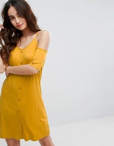 Трикотажное платье на пуговицах Boohoo - Желтый